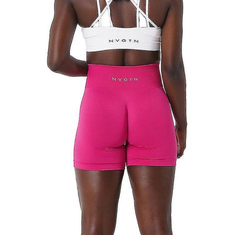 Nvgtn Nahtlose, einfarbige Spandex-Shorts für Damen, weiche Sporttights, Fitness-Outfit, Yogahose, Sportbekleidung – Größe S – Magenta