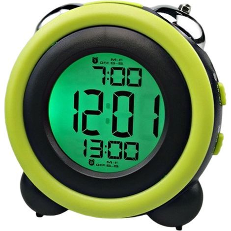 Horloge électronique à écran LCD, horloge de chambre, horloge numérique Bell, grand réveil à cloche, horloge étudiante, génération (1/5)