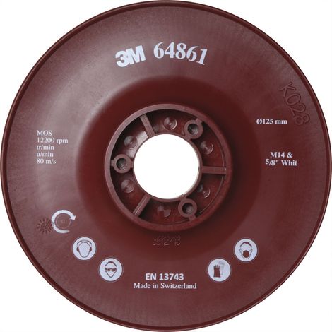 3M Hochleistungsstützteller ø 125mm Aufnahme M14 - Stützteller für Winkelschleifer, rot gerippt, 1 Stück