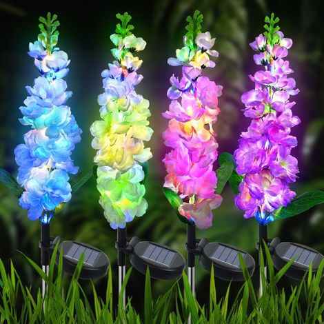 Lot de 4 lampes solaires d'extérieur pour jardin, deux modes d'éclairage, lampes solaires à LED étanches pour décoration de jardin, cour, patio, pelouse et cadeaux pour maman (1/4)