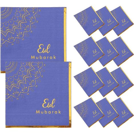 Lot de 32 mouchoirs en papier décoratifs pour les fêtes de l'Aïd, serviettes de table multifonctionnelles-33X33CM-Blue