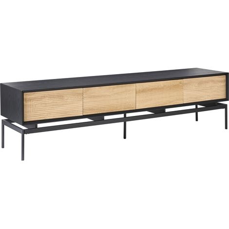 TV-Möbel LANCELIN Schwarz / Hellbraun