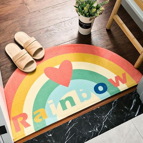 Tapis de bain arc-en-ciel demi-cercle antidérapant pour salle de bain, chambre, salon et entrée (1/5)