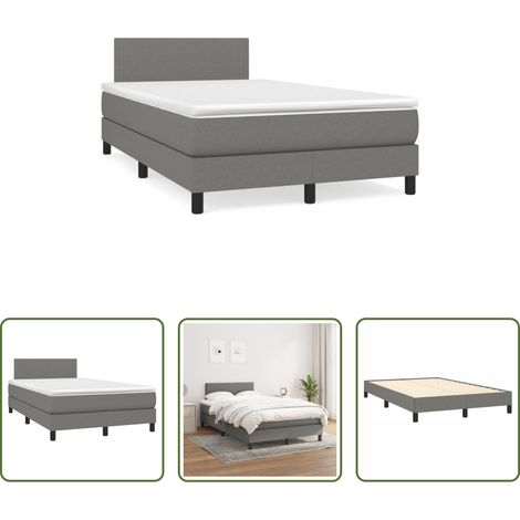 vidaXL Cama box spring con colchón tela gris oscuro 120x190 cm (1/5)