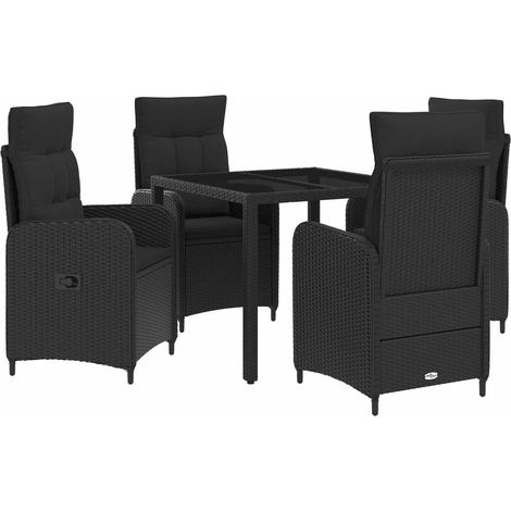 Ensemble de repas extérieur 5 pcs Noir 90 x 90 x 75 cm vidaXL