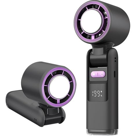 Mini ventilateur portable et pliable avec affichage LED, batterie longue durée de 4000 mAh, idéal pour les activités de plein air, le camping, le bureau et autres occasions - Gris (1/5)