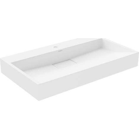 Mexen – Vasque à encastrer conglomérat blanc 80 x 46 cm – 1 trou pour robinetterie – Non pour trop-plein – 23018001 - TROU 80 X (1/5)