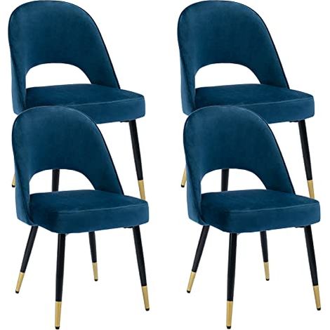 Wahson Dining Chairs 4Pcs in Velvet Modern Kitchen Chairs with Backrest for Living Room Restaurant Cafe, Beige