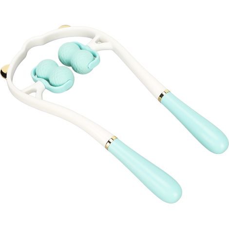 Massaggiatore manuale a rulli per il collo, con doppi punti di pressione, riduce il dolore e allevia la fatica, colore azzurro - AquaForge (1/5)