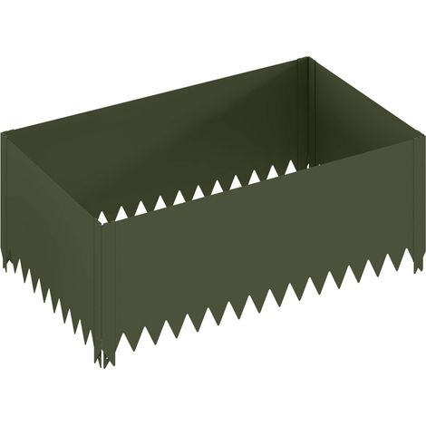 Borde de Césped 100 x 60 x 35 cm Acero Verde oliva vidaXL (1/5)