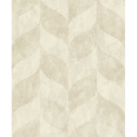 Papier peint géométrique feuilles beige doré (1/2)