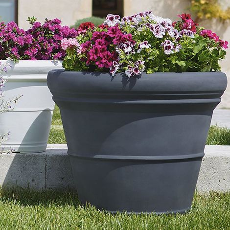 Vaso in Polimero Monacis Doppio Bordo Liscio Antracite Ø60 (55X49h)
