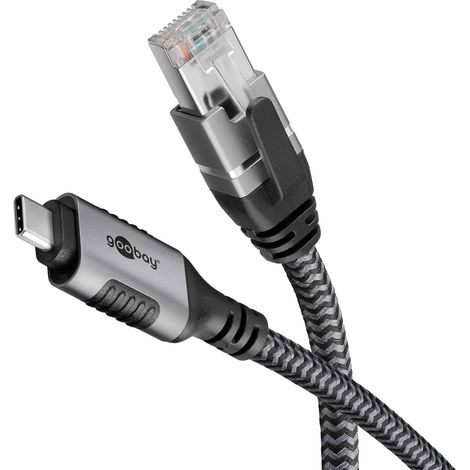 GOOBAY Ethernet-Kabel CAT6 USB-C 3.1 auf RJ45, 1m, schwarz/silber (1/5)