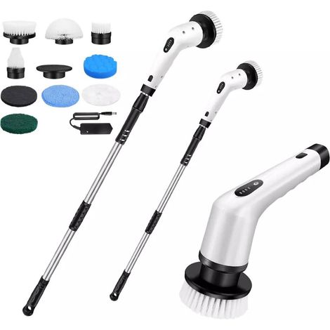 Brosse rotative électrique, brosse rotative sans fil, équipée de 8 têtes de brosse de nettoyage remplaçables, vitesse réglable, adaptée au kit de nettoyage électrique pour baignoire, sol, cuisine et s (1/5)