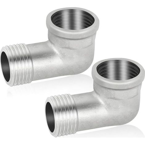 Lot de 2 raccords coudés en acier inoxydable 304 - 90° - DN20 - Coude de 90° - Coude intérieur 3/4" - Filetage intérieur x filetage extérieur en acier inoxydable sanitaire (1/5)