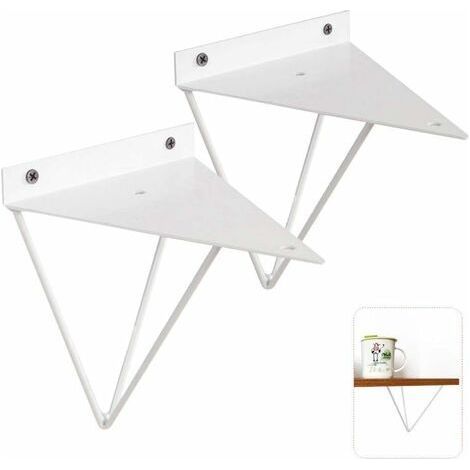 Vintage Triangle Support 2PCS Or/Blanc/Noir Support d'étagère Métal Mural Décoratif en Fer Forgé Support d'étagère pour Salle de Bain, Cuisine, Hôtel, Bar, blanc, Mounting plate thick 1.2MM (1/5)