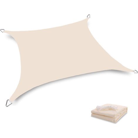 1 Voile d'ombrage, 3,6m x 3,6m, tissu HDPE, protection UV 95%, forme carrée, pour jardin, terrasse (1/5)