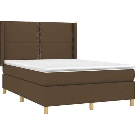 vidaXL Letto a Molle Materasso e LED MarroneScuro 140x190cm in Tessuto (1/5)