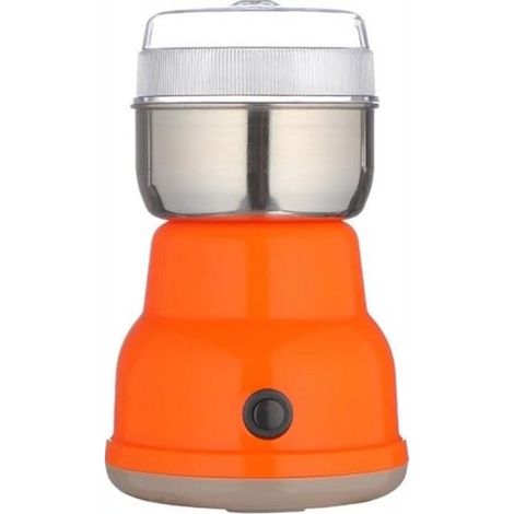 Molinillo de especias portátil para moler especias, frutos secos, granos y granos de café. Apto para uso en seco y húmedo. Ideal para la cocina. Color naranja. (1/5)