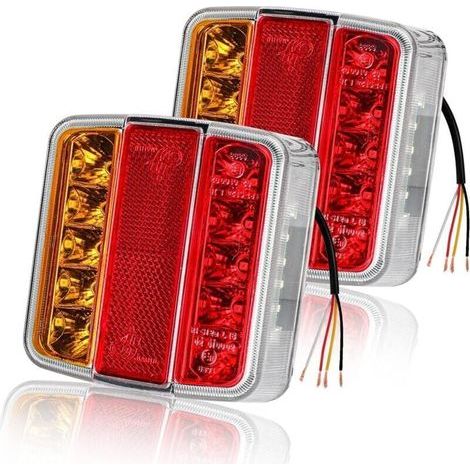 2 pezzi luci posteriori per rimorchio 26 LED 12V luci posteriori con frecce, stop, riflettori e luce targa IP67 impermeabile multifunzione per rimorchio camion roulotte furgone barca (1/5)