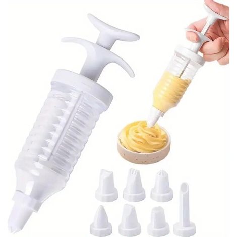 Douilles à biscuits - poche à douille en plastique - lot de 8 pièces pistolet à beurre - douilles à beurre - ustensiles de pâtisserie (1/3)