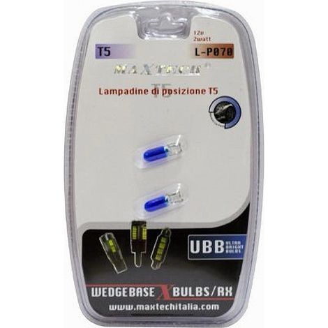 TRADE SHOP - Lampadine Di Posizione T5 L-p070 12 Volt 2 Watt 6000k Luce Bianca Fredda Maxtech - (1/2)