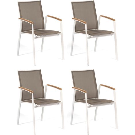 Sonnenpartner 4er-Set Stapelstühle Fresno Aluminium/Textilen weiß Stapelstuhl (1/2)