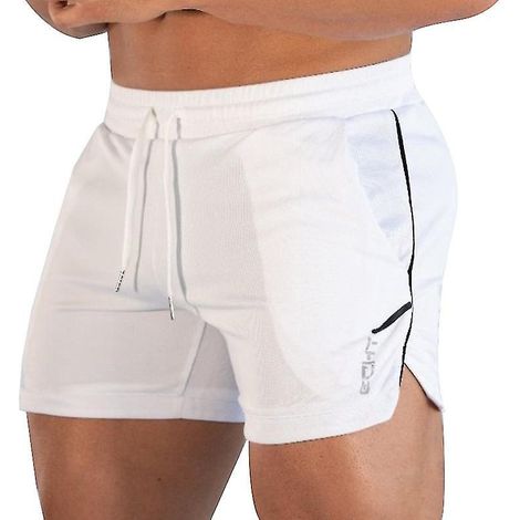 Short de sport homme, pantalon de fitness, jogging, survêtement, taille L, blanc (1/3)