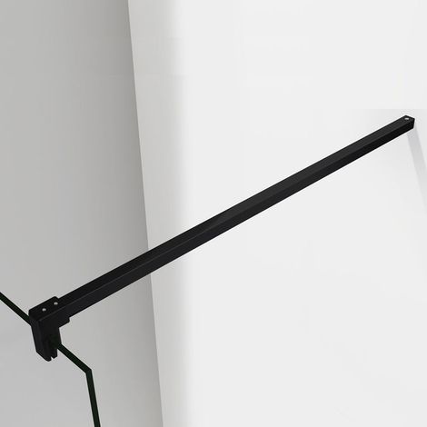 Aica Sanitaire – Barre de maintien 90cm en aluminium noir mat – Installation contre le mur – Adaptée pour verres de 6 à 10 mm (1/2)