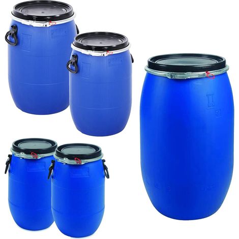 1 x 30L Blue Plastic Open Top Storage Keg Barrel Drums
