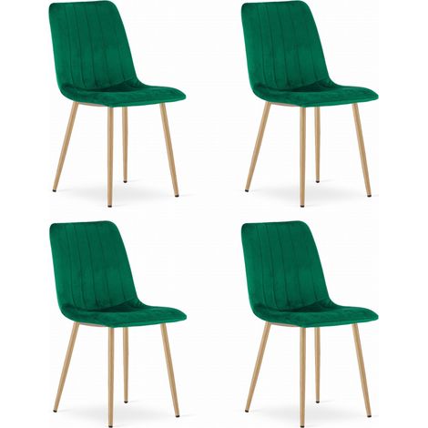 Silla Lava - terciopelo verde oscuro / patas color madera x 4 (1/5)