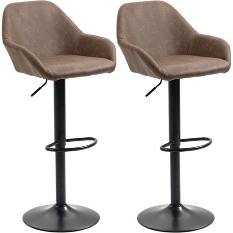 Stylish Adjustable Bar Stools Set of 2 for Home Bars and Kitchens,360-Degree Swivel,PU Leather,Non-Skid Base,Easy Assembly