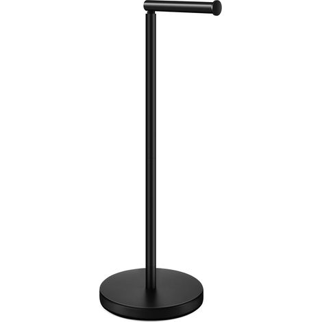 Porte-Papier Toilette Noir sur Pied en Acier Inoxydable avec Rangement, Base Plate lestée Stable et Lourde pour Appartement, Salle de Bain, Cuisine, Finition Noire Mate de 61 cm (1/5)