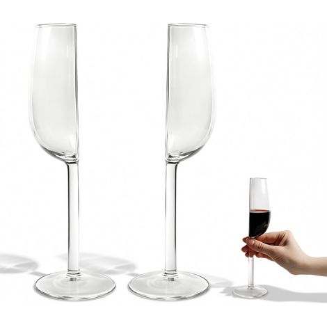 2 pièces/200 ml Demi-verres à vin Tasses : demi-verre à vin hautement transparent, verre à vin créatif amusant et amusant, verre à vin rouge semi-circulaire à longue tige, pour la maison et (1/5)