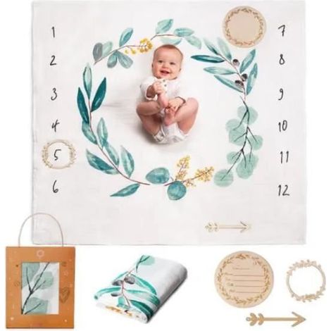 Couverture Etape Bébé En Français Langes Coton Bébé Tapis Mois Bebe Garçon Ou Fille, Unisexe Thème Tapis Photo Bebe (1/4)