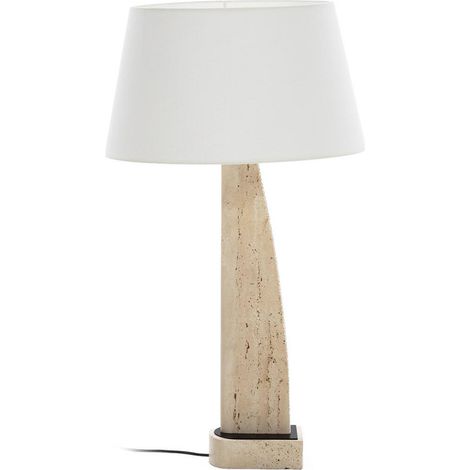 Lampe de table en travertin et métal - Naturel et noir (1/5)