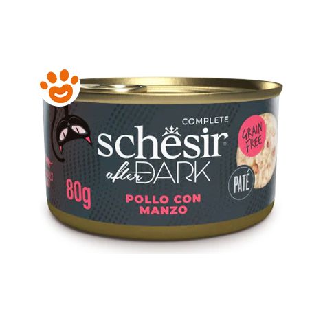 Schesir Cat After Dark Complete Paté di Pollo con Manzo - Schesir Cat After Dark Complete Paté di Pollo con Manzo - Lattina Da 80 Gr