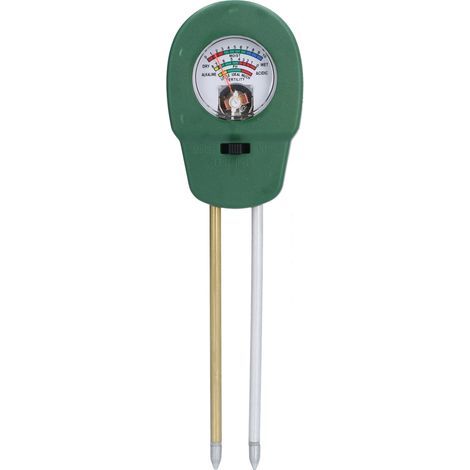Medidor de humedad del suelo 3 en 1 con 2 agujas, pH ajustable, herramienta para medir la fertilidad del suelo en jardines, patios y exteriores. (1/5)