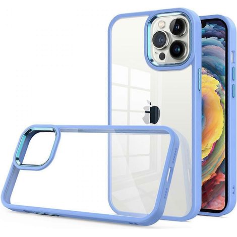 Coque pour iPhone 12 Pro Max, coque intégrale, coque antichoc avec cadre en métal pour appareil photo (bleue) (1/4)