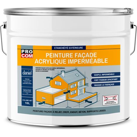 Peinture façade PROCOM crépi, façade à relief, imperméabilisation et protection des façades - Durable jusqu'à 10 ans ffffff 10 litres (1/3)