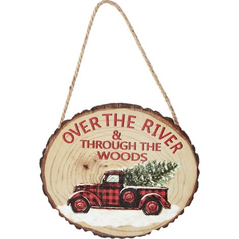 Décorations de Noël en bois pour porte, guirlande festive à suspendre à la porte, voiture (1/5)