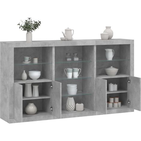 Sideboard mit LED-Leuchten Betongrau 181,5x37x100 cm