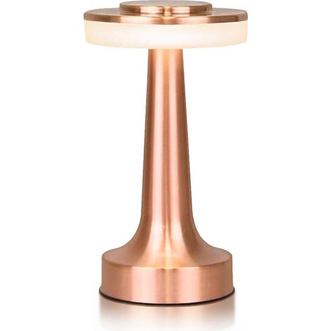 Lampe de table sans fil à commande tactile, intensité lumineuse réglable sur 3 niveaux avec température de couleur ajustable, lampe LED à piles pour bureau et chambre à coucher, élégante finition or r (1/5)