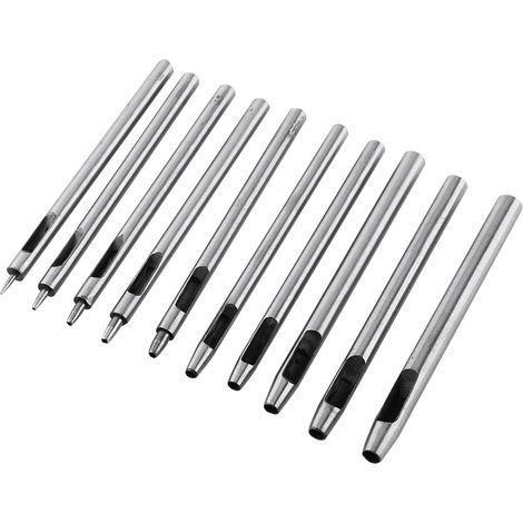 Kit de 10 emporte-pièces en métal pour perforer le cuir et les ceintures creuses (outil de 0,5 à 5 mm). (1/5)