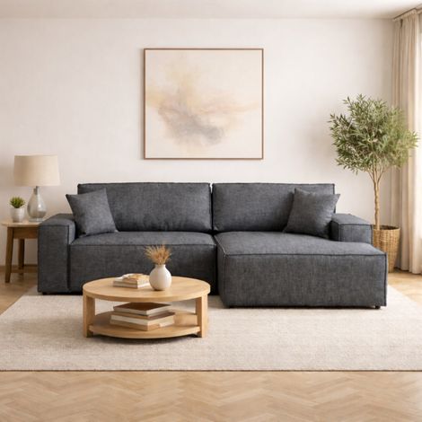 Schlafsofa aus anthrazitfarbenem Stoff - mit Stauraum - (1/5)