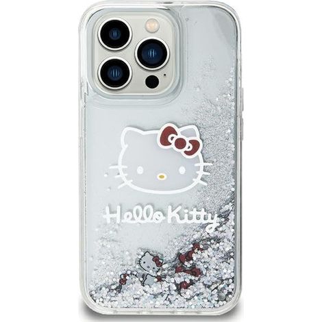Coque rigide argentée Hello Kitty HKHCN61LIKHET pour iPhone 11/Xr 6.1 avec breloques à paillettes liquides en forme de tête de chat