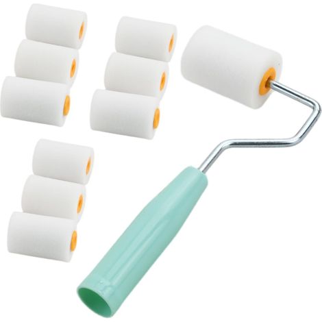 Lot de 10 Mini Rouleaux Peinture 2 Pouces, Rouleau Mousse avec Manche, Rouleau Laque pour Meubles Portes Coins, Rouleau Peinture Précision pour Mur, DIY Rénovation (50 x 35 mm) (1/5)