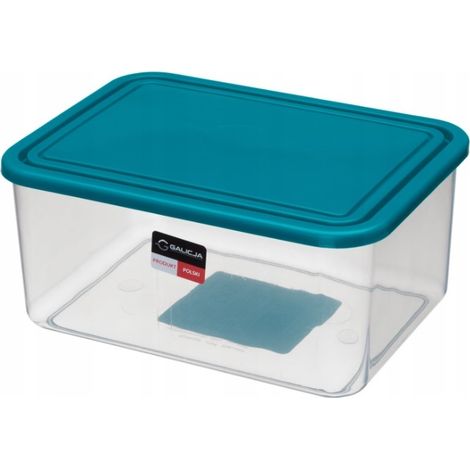 Boîte de conservation rectangulaire, capacité maximale 0,8 L, couvercle turquoise transparent