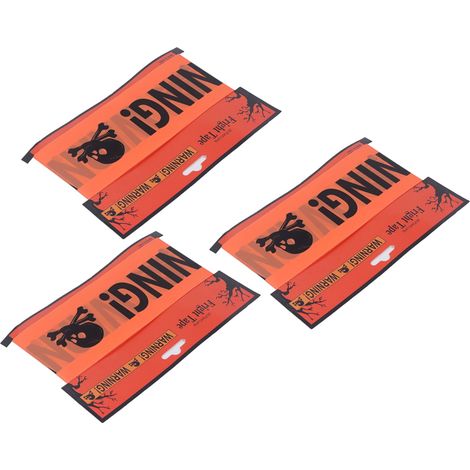 Rubans de signalisation d'Halloween 3 x 6 m, ruban barrière de peur en forme de crâne, décorations de fête d'Halloween en extérieur, accessoires de maison hantée, décorations intérieures de zone zombi (1/5)