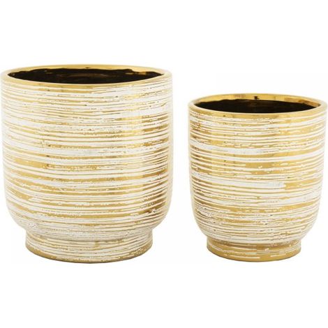 Vasi decorativi mauro ferretti oro ceramica 18 e 22 cm